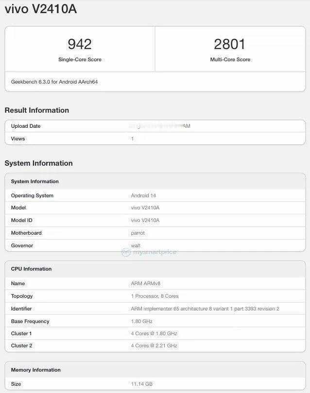【外媒曝光，vivo Y300 Pro现身GeekBench 跑分库，搭载骁龙6