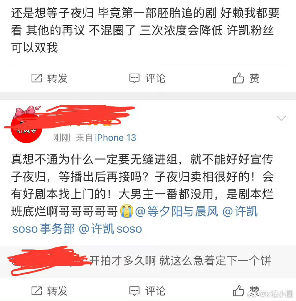 粉丝不满许凯出演听风令粉丝不满许凯接听风令 ​可以 ​​​