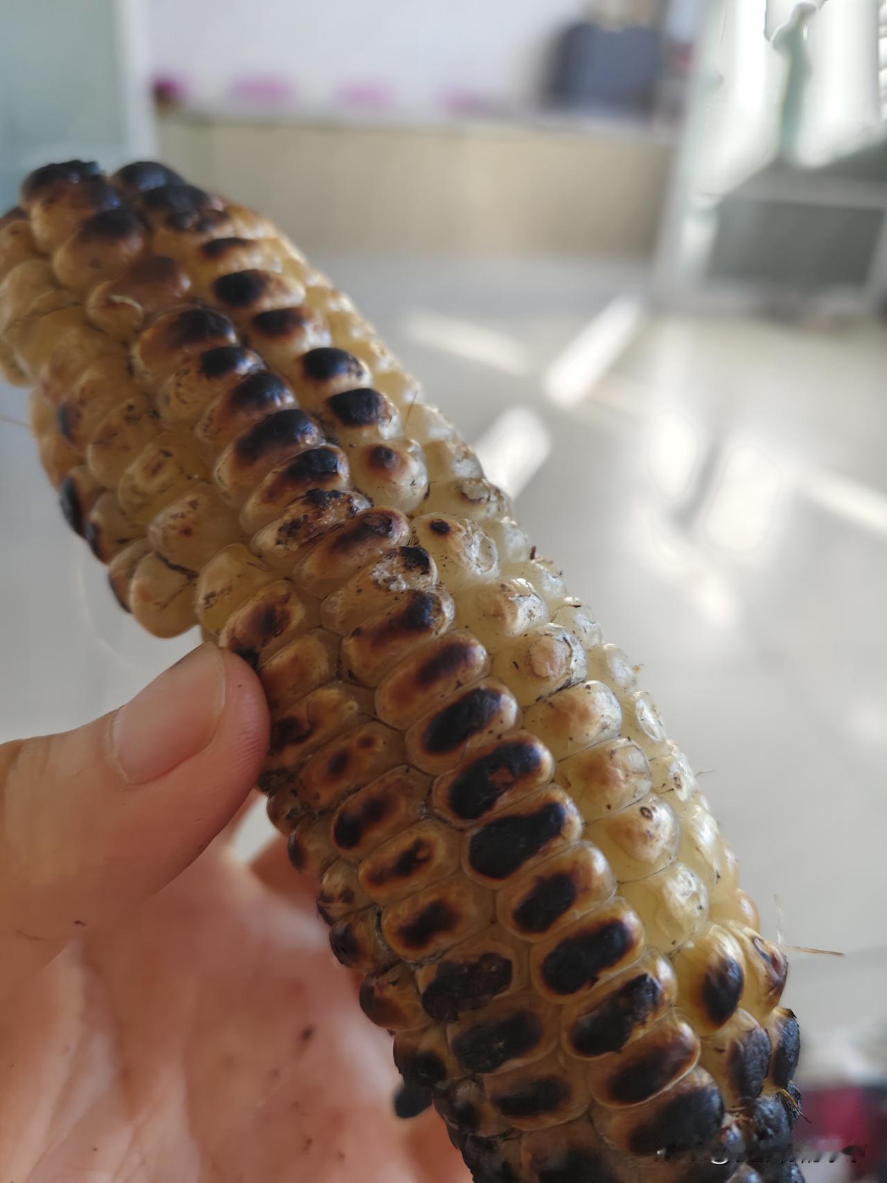谁懂这一穗烧熟的“瞎眼”苞米的情怀啊？
       小时候就爱吃这种烧苞米，
