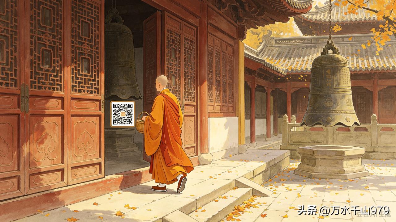 见和尚化缘二首
           一
深秋山寂路凝霜，
缓步恐惊虫蛰藏。
化