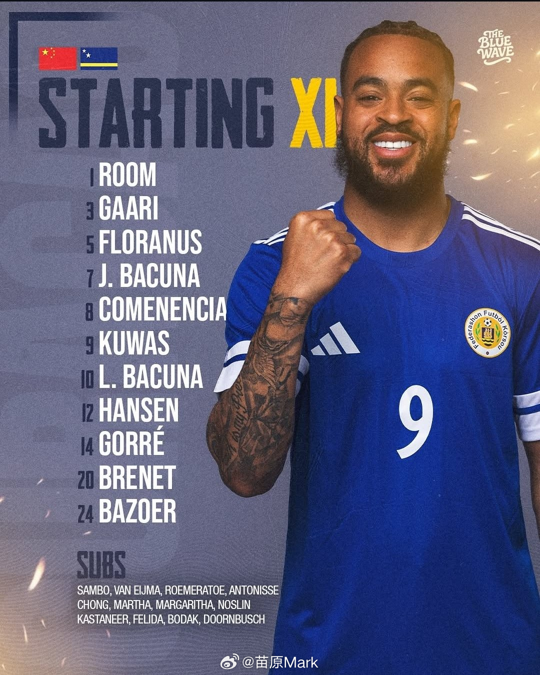 国足vs库拉索 库拉索首发球员俱乐部：国际迈阿密；沙特阿卜哈，兹沃勒，沃伦丹，苏