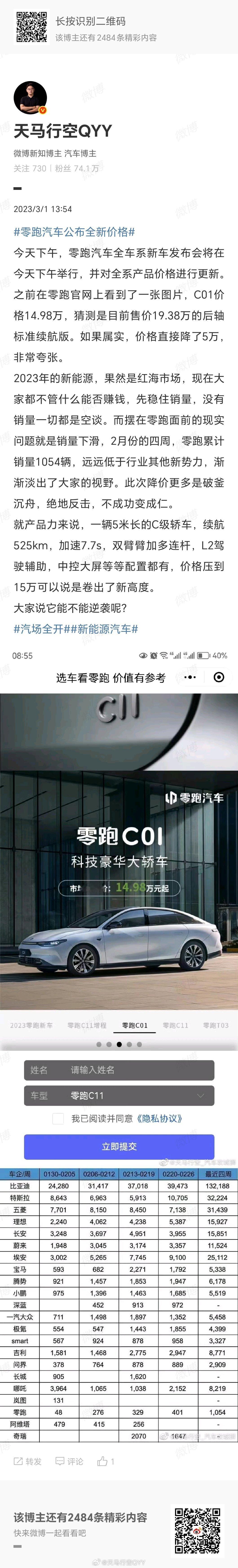 看到几位大V都在讨论零跑汽车起势的分析，讨论零跑到底是不是敢为天下后，观点都很犀