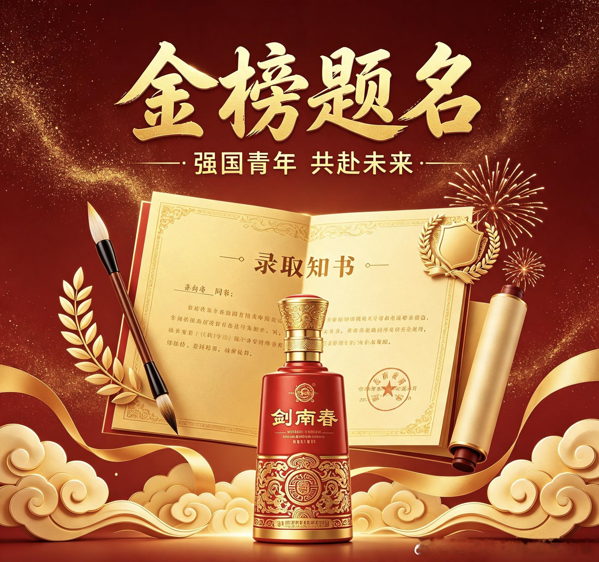 十年寒窗终圆梦，少年逐梦赴新程 剑南春强国青年共赴未来强国青年 金榜题名 十一载