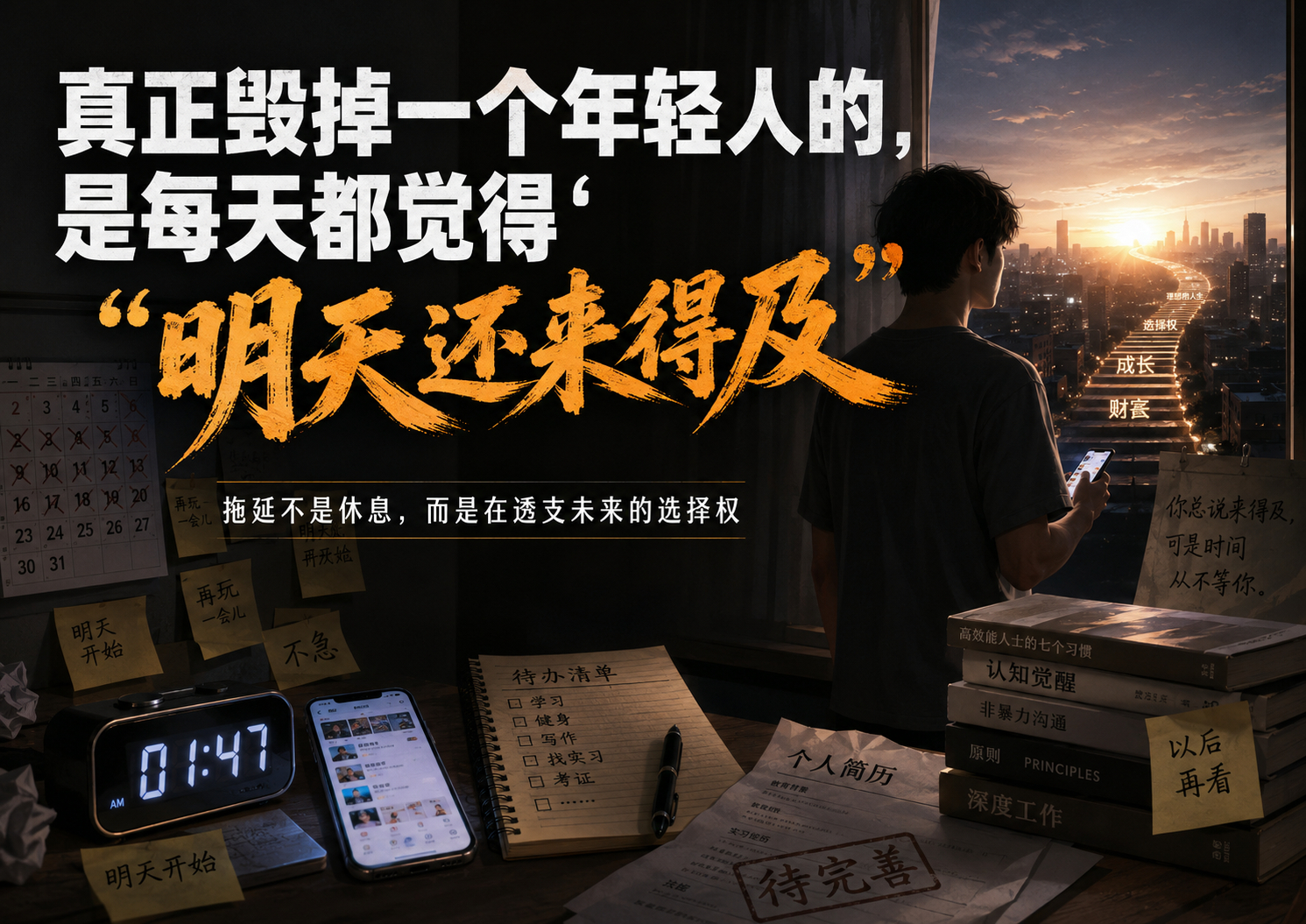 真正毁掉一个年轻人的，是每天都觉得“明天还来得及”真正毁掉一个年轻人的，往往不是