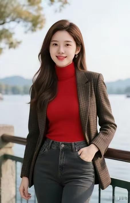 忆秦娥·湖堤雅装
风轻拂，
褐纹裁就身姿酷。
身姿酷，
绛领绒暖，
日光明煦。