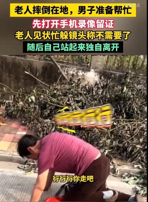 4 月 8 日，广西北海港湾路，郑先生骑电动车途经该路段时，发现一位女老人跪倒在