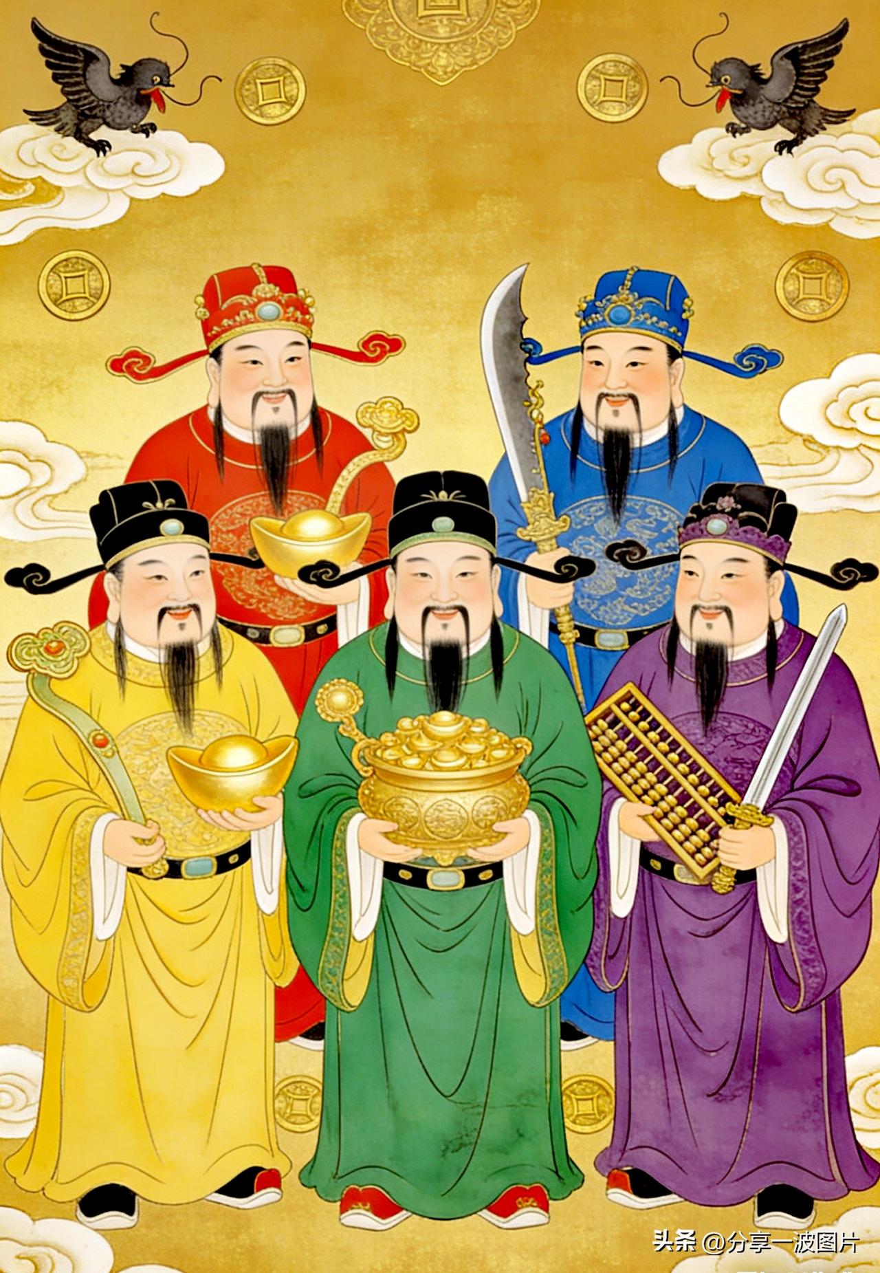 五路招财，日夜进宝。