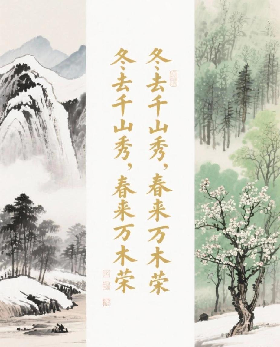 下联：春来万木荣。
横批请君赐墨[玫瑰]