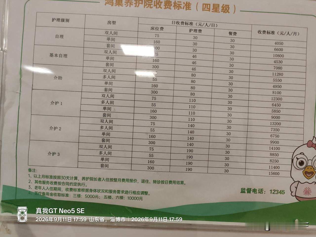 我和妻子入住的康复治疗医院，挂两个牌子:一个叫养护院，专办养老，在三五六层。另一