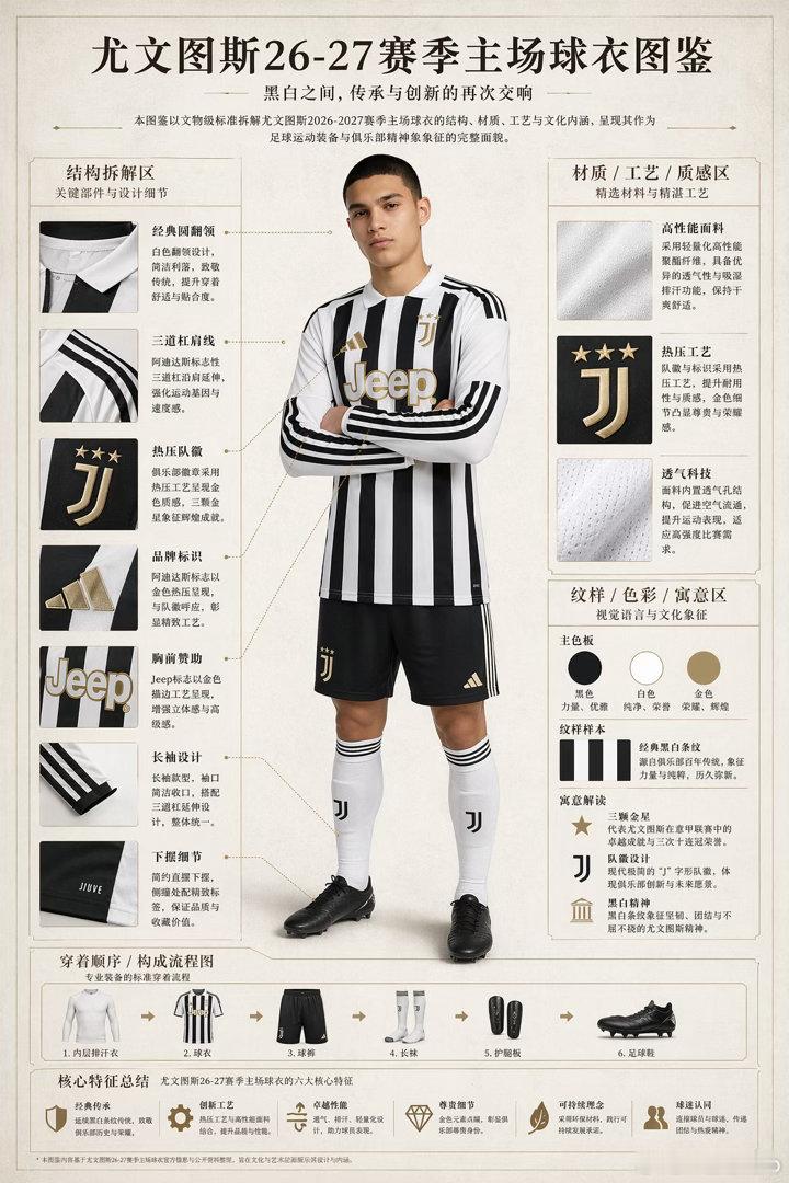 爱了！尤文图斯26-27赛季主场球衣图鉴上线！尤文图斯意甲联赛欧冠联赛