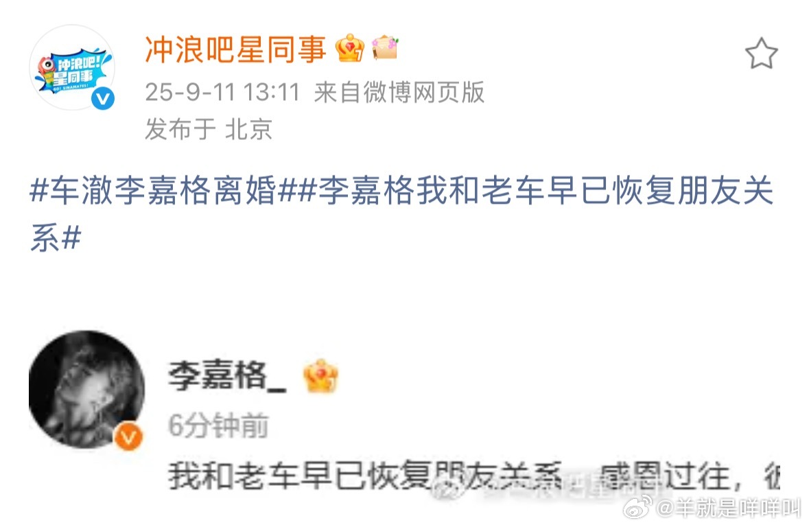 李嘉格：我和老车早已恢复朋友关系 车澈道歉 ​​​