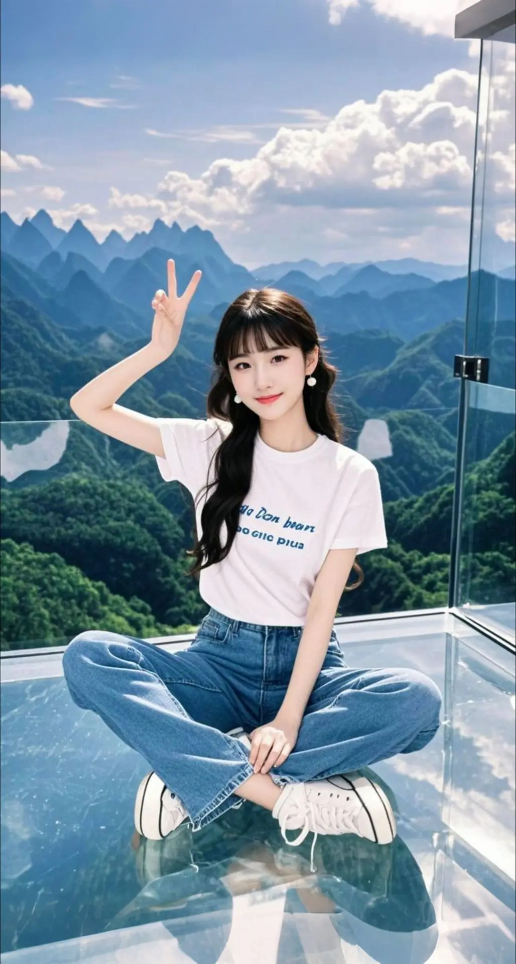 AI扩图 AI山巅浅笑