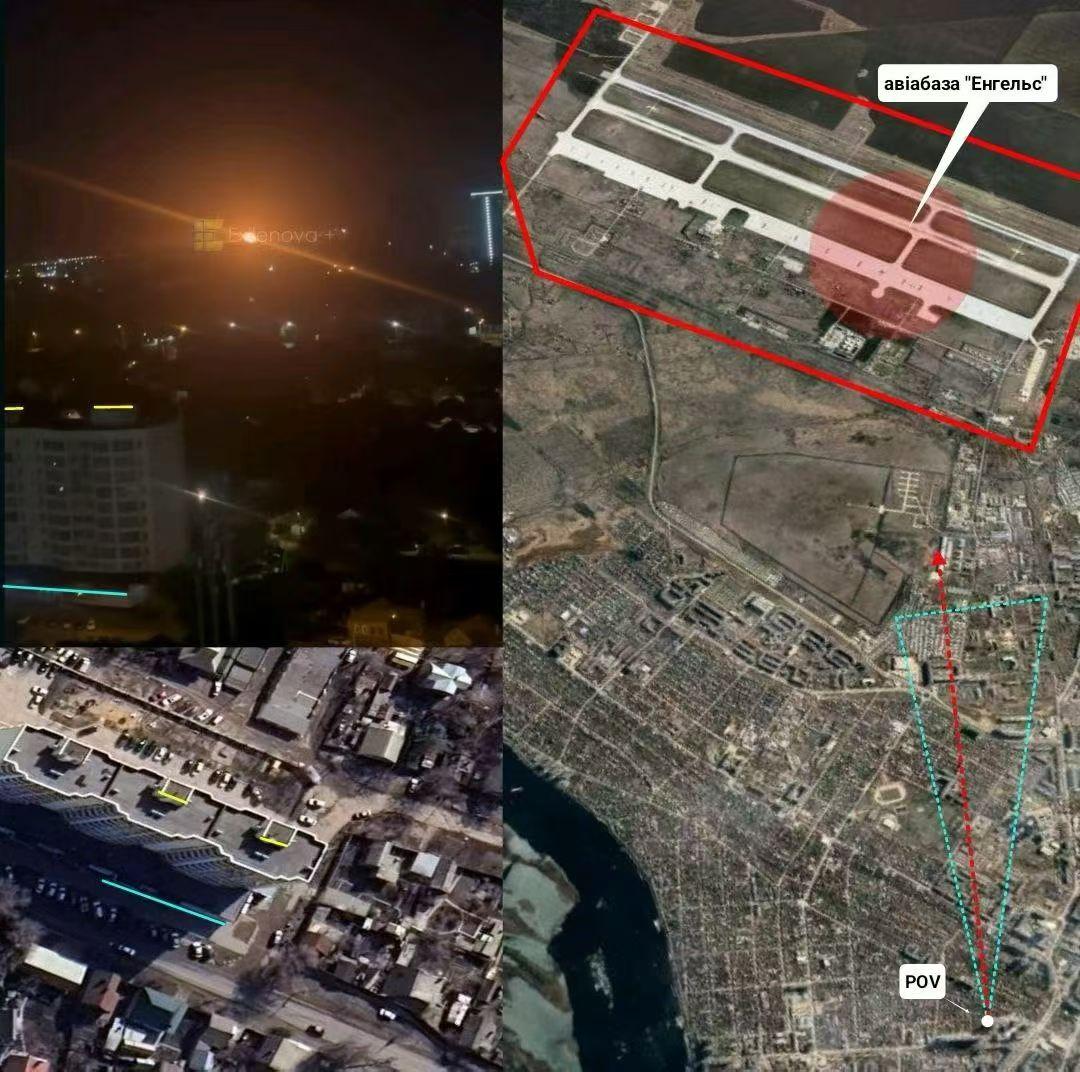🇺🇦🔥🇷🇺
定位器显示，
俄罗斯恩格斯军事空军基地遭到打击，
地理定位