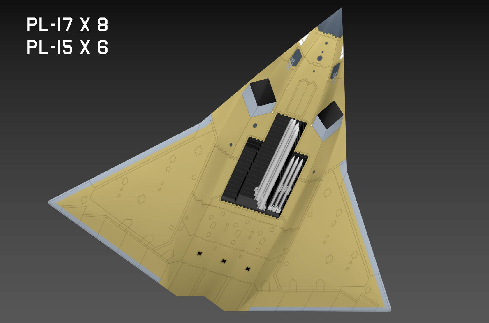 PL-17x8+PL-15x6。。 J-36这下真成武库机了[允悲]J-36的主