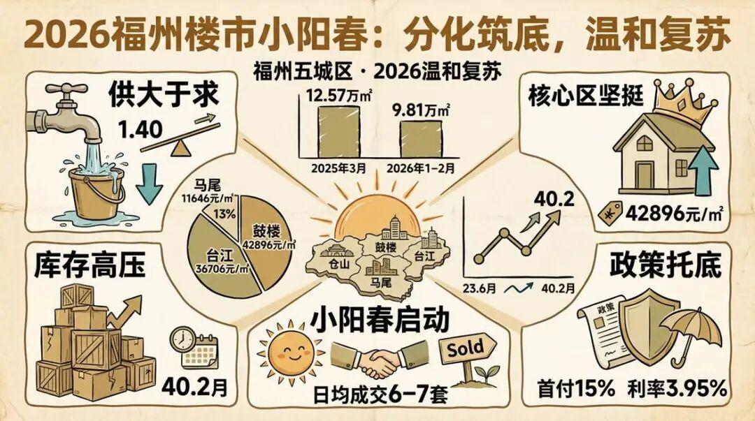 近一年福州五城区住宅市场整体呈现供大于求、分化加剧、去化承压的核心特征，前期多轮