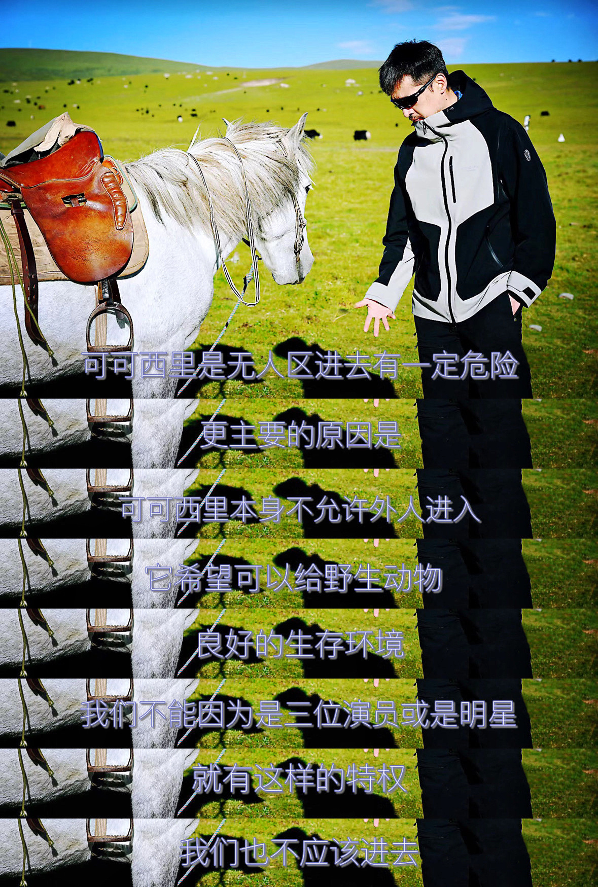 #胡歌呼吁不打扰可可西里#胡歌在直播里再次提到不要打扰可可西里，因为那里是野生动