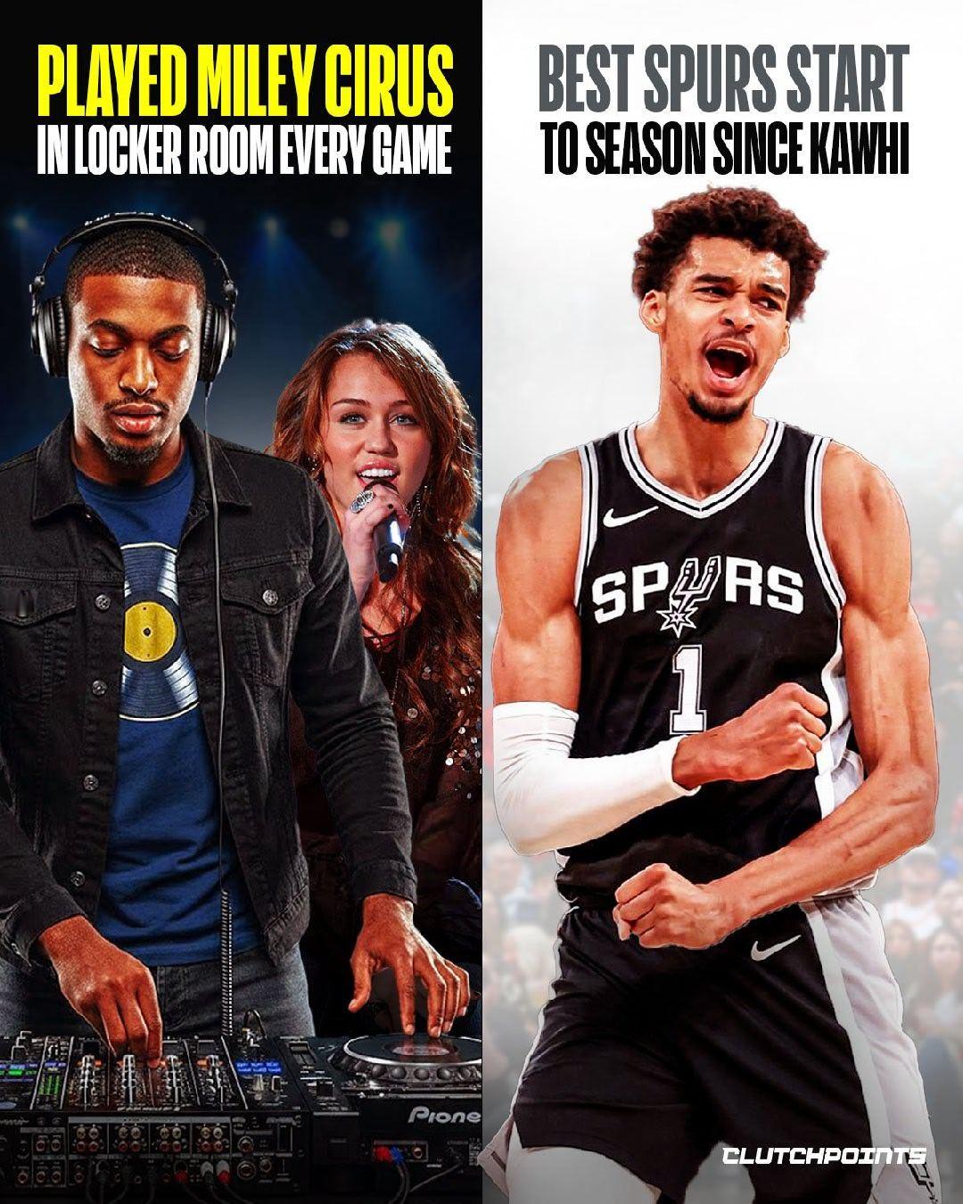 据说这支马刺经常在更衣室里放歌，且经常全队一起嚎Miley Cyrus 和Van