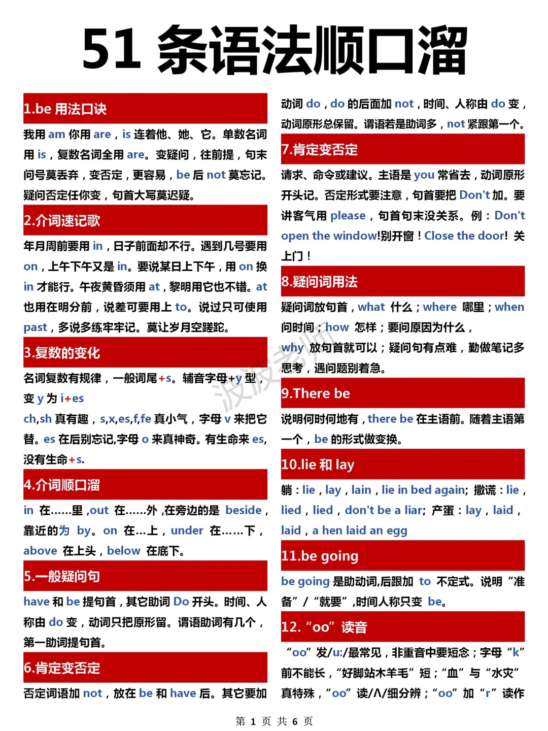 51条顺口溜学语法太好用了！拒绝死记硬背！