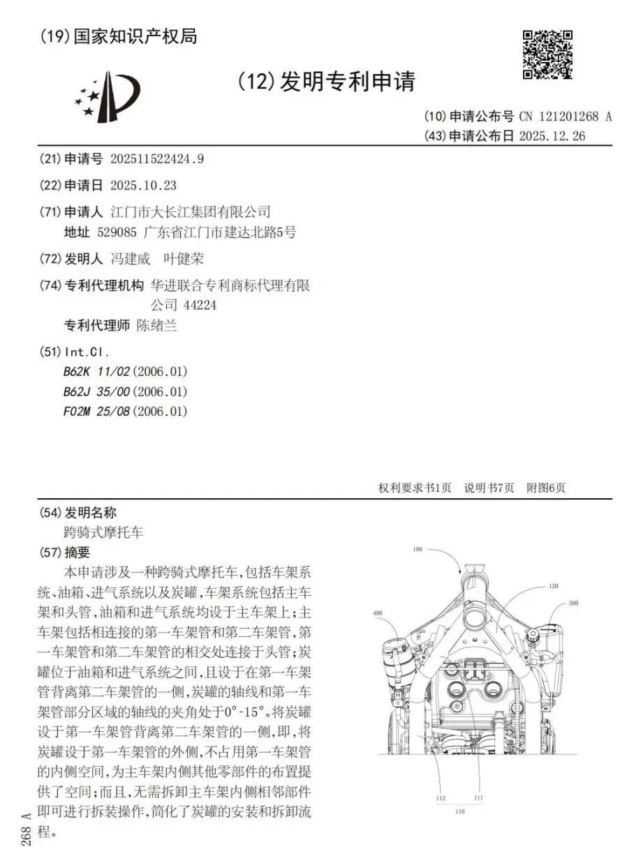 车市热门 豪爵新的500双缸又有新的进度了，豪爵所属大长江集团于 12 月 23