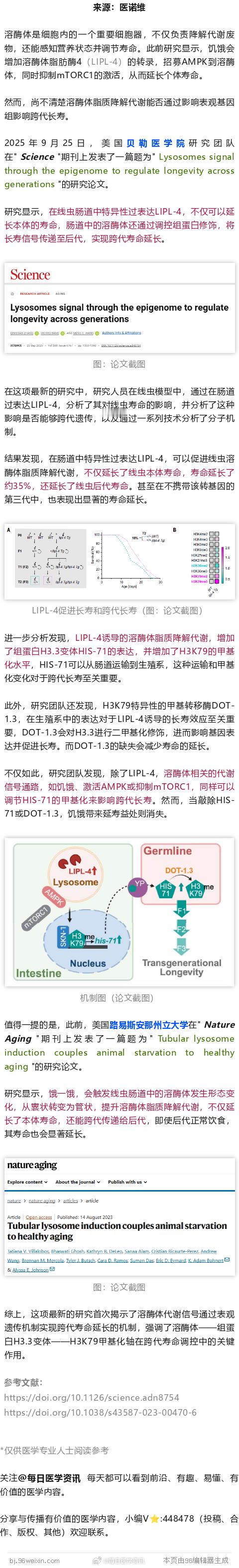 Science重磅：饿一饿，不仅自己更长寿，还能传给后代，溶酶体发挥关键作用20