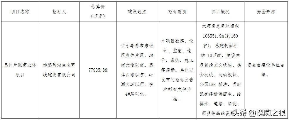 投资7.8亿，孝感奥体片区商业体项目计划招标
近日，孝感市发布《奥体片区商业体项