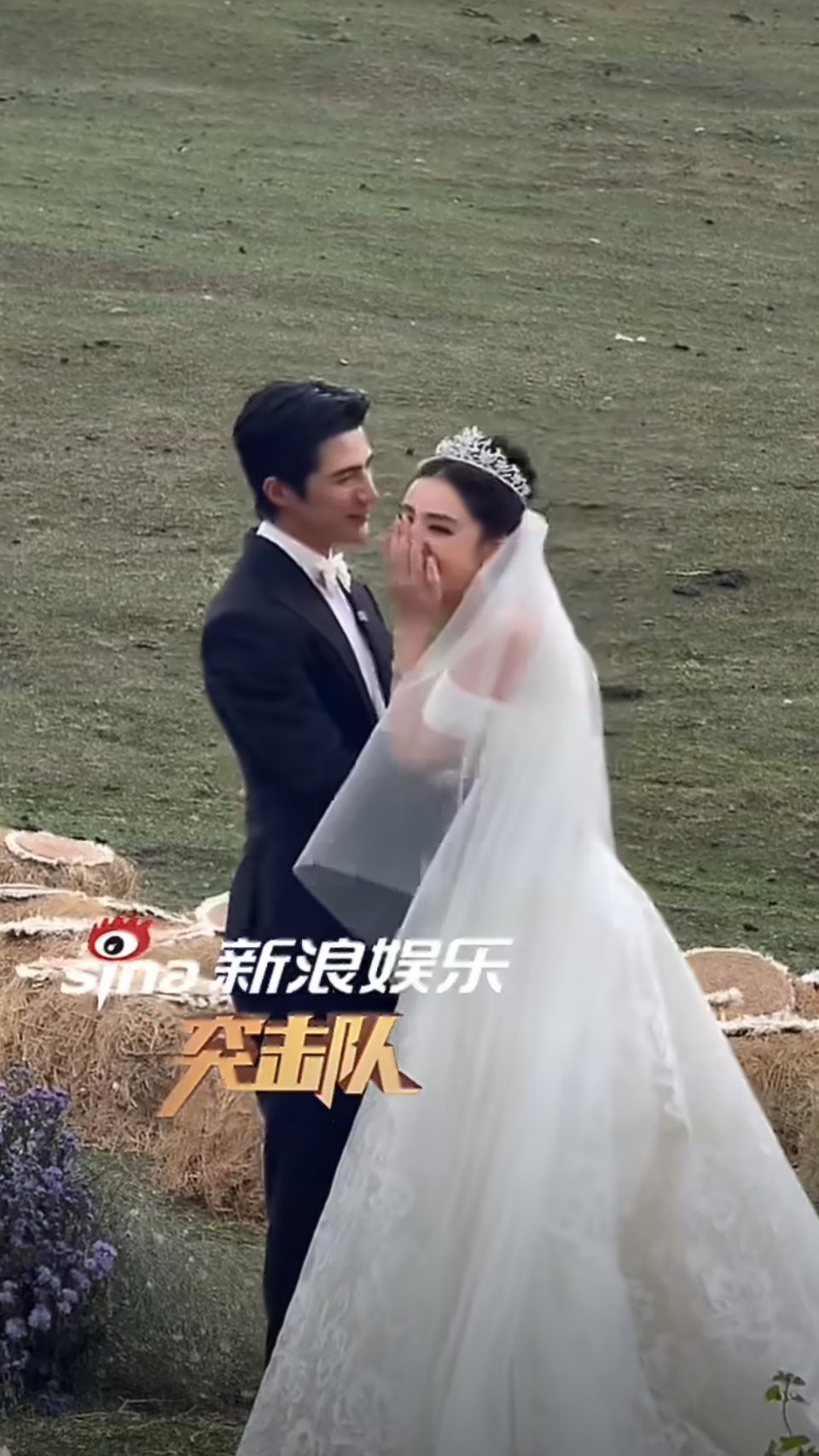 姜潮麦迪娜婚礼彩排时拥吻姜潮麦迪娜带娃办婚礼也是内娱头一份了吧，儿女双全能一起见