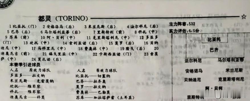 都灵队在意甲最辉煌的那些年，一直以保级队的姿态存在。最好的锋线组合应该是国脚里玆