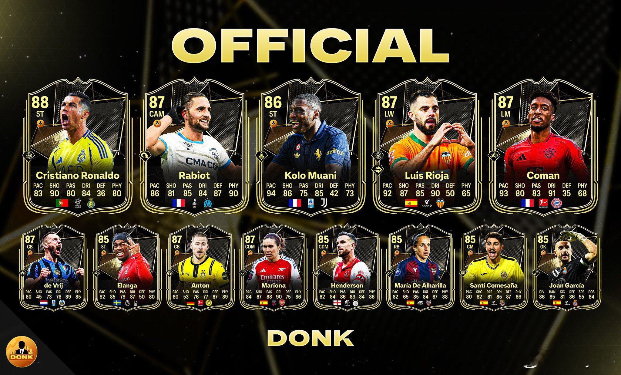 部分今晚上线的周最佳阵容球员正式数据。看到了很多不错的进化底材。 