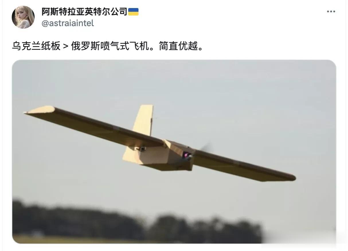 有网友说，昨天炸俄罗斯库尔斯克机场的是图中这种无人机，硬纸板外壳喷气式无人机，造