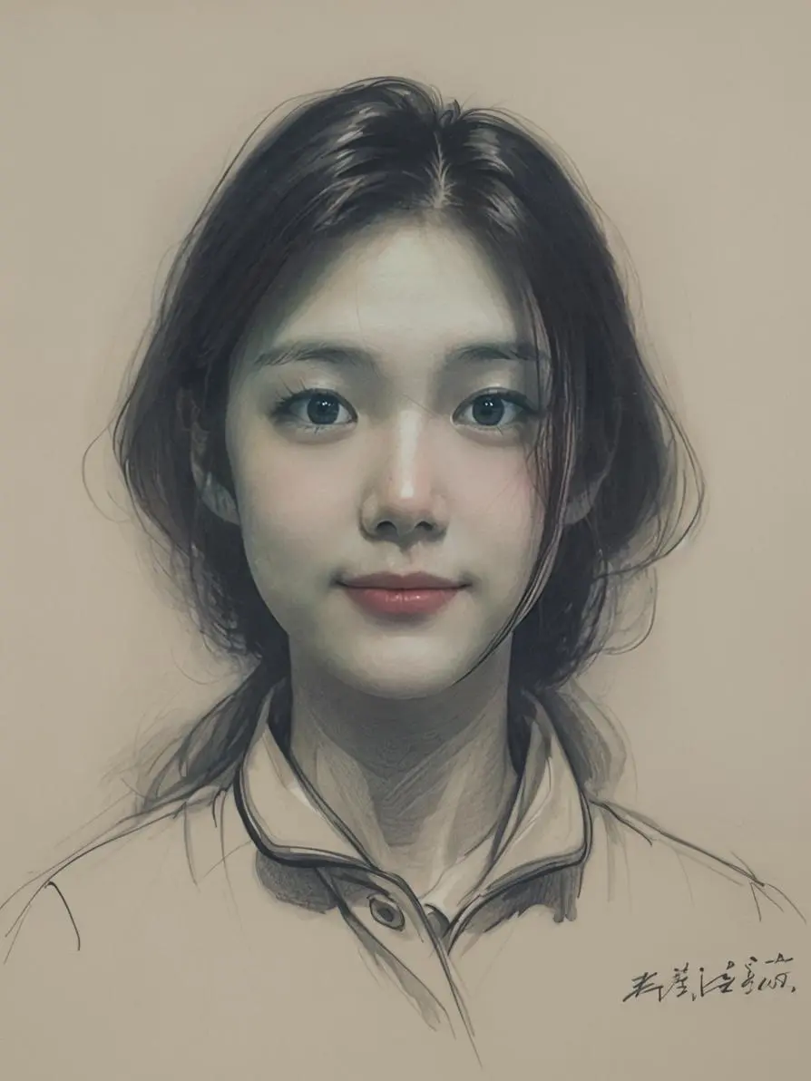 素影绘 一幅素描画定格我的青春  素描