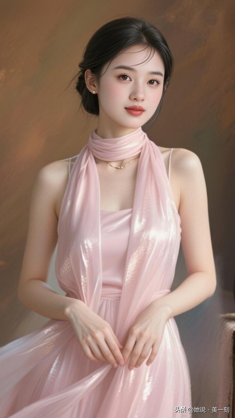 温柔粉裙，优雅气质，美不胜收！🌸✨什么样的女人算自然美