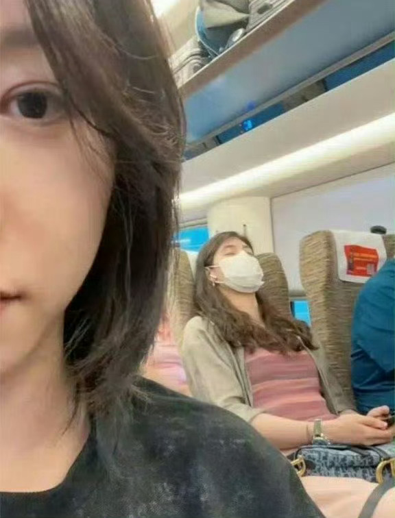 在高铁上，看到好眼熟的身影。是她吗？这是她吗？真的是她吗？ 