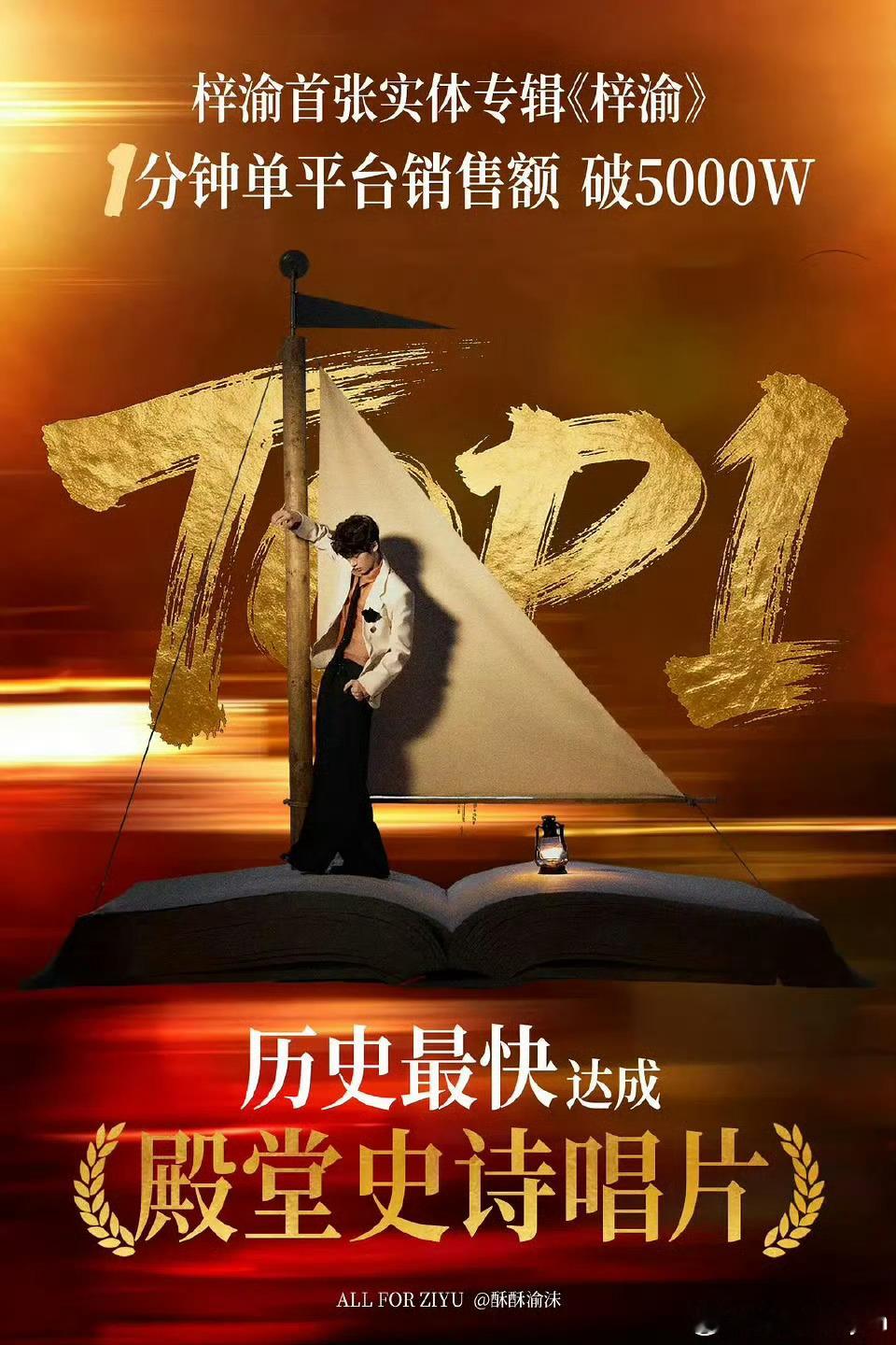 梓渝专辑开售即秒切梓渝专辑《梓渝》开售1分钟，销售额直接破5000w，史上最快达