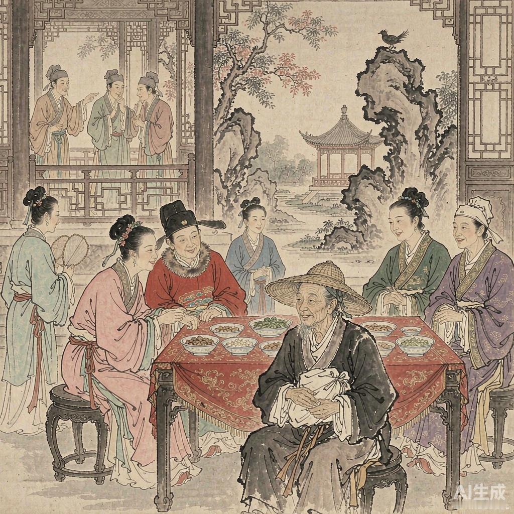 刘姥姥第二次进荣国府的时候，带了满满一袋子农产品。
她不是来借钱的，是来说"谢谢