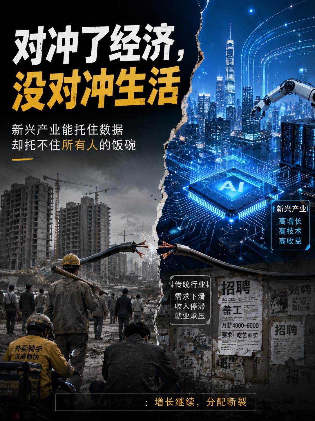 有人说，如今中国AI、高端通信等新兴产业，正在对冲房地产等传统行业下行带来的压力