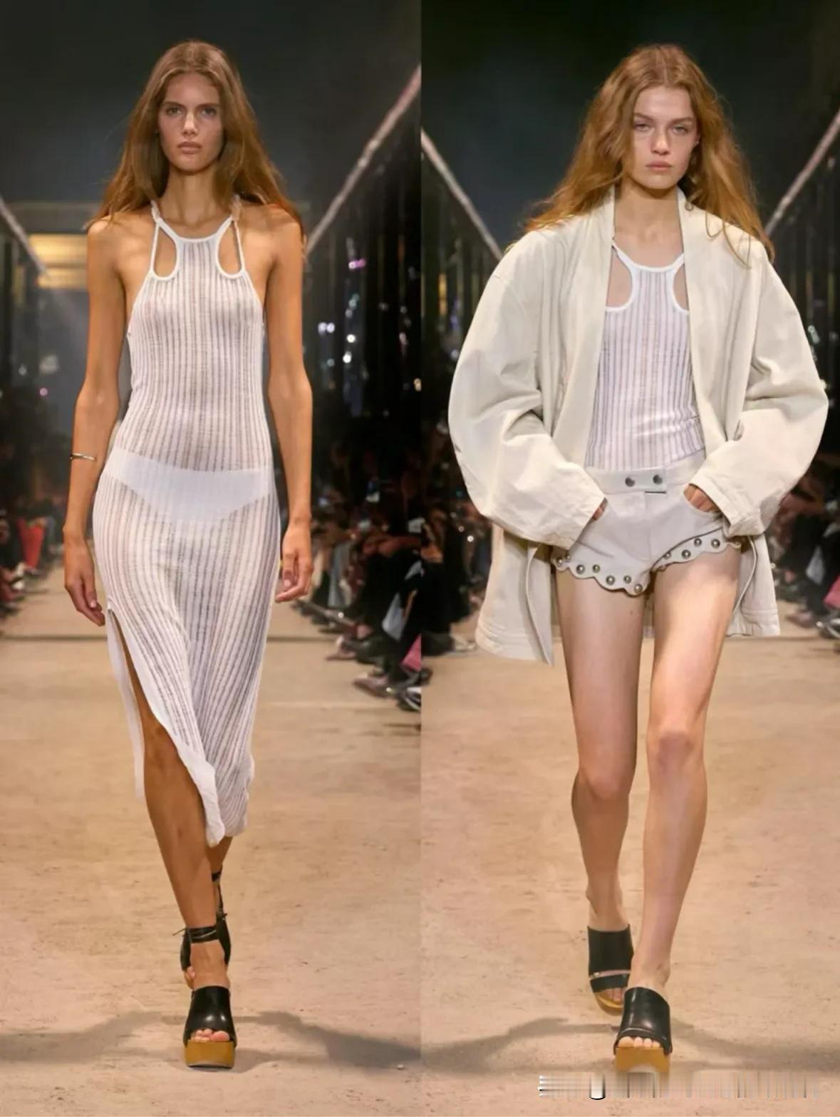 Isabel Marant2024春夏系列在巴黎皇家宫的花园中，以“轻盈”为主题