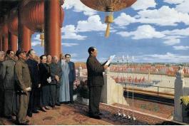 开国大典现场，林伯渠对着话筒脱口而出“请毛主席升旗”，话音刚落，旁边工作人员瞬间