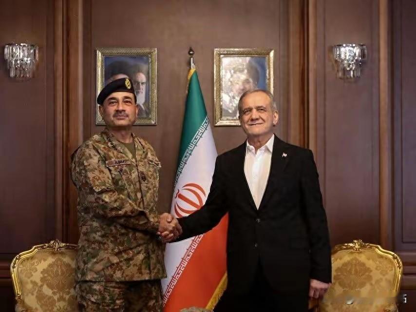 巴铁兄弟前段时间促成美伊谈判，

这两天又派巴基斯坦参谋长穆尼尔与伊朗总统佩泽希