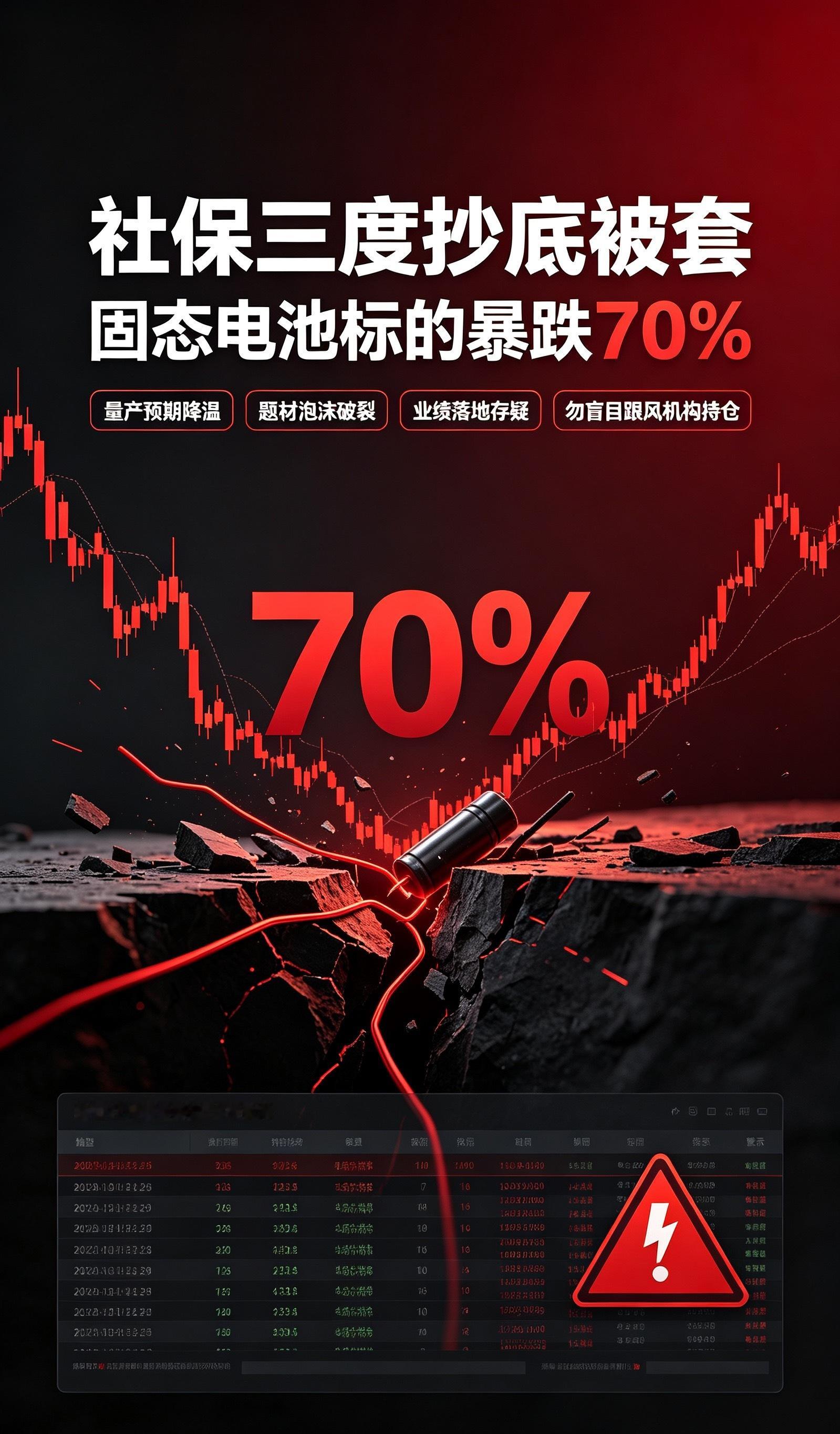 社保三度抄底惨遭深套！固态电池龙头暴跌70%，题材泡沫彻底破裂本该是整体回暖的行