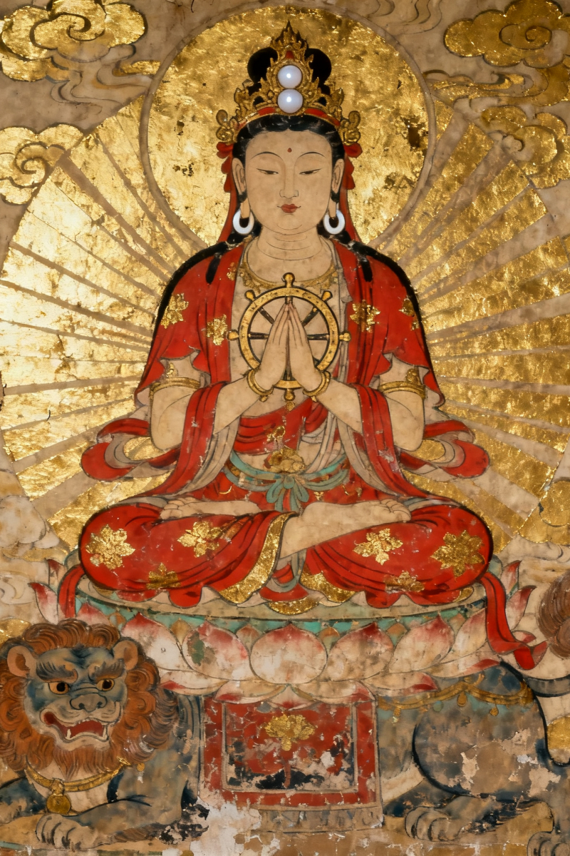 祈文殊菩萨光照，破除心中迷障。愿远离愚痴执念，明晓事理真谛，行止有度，归途有向。