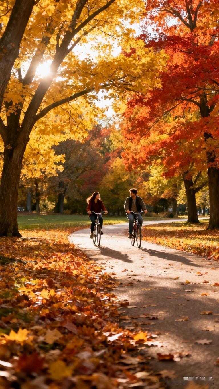 秋日骑行，感受大自然的色彩与美好！🍂🚴‍♀️🚴‍♂️
