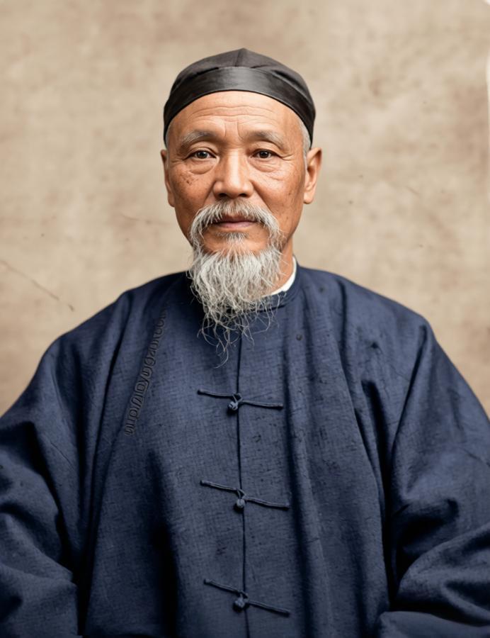 照片中头戴黑色瓜皮小帽，长须老者是中国首任驻美公使陈兰彬。
1872年，他作为正