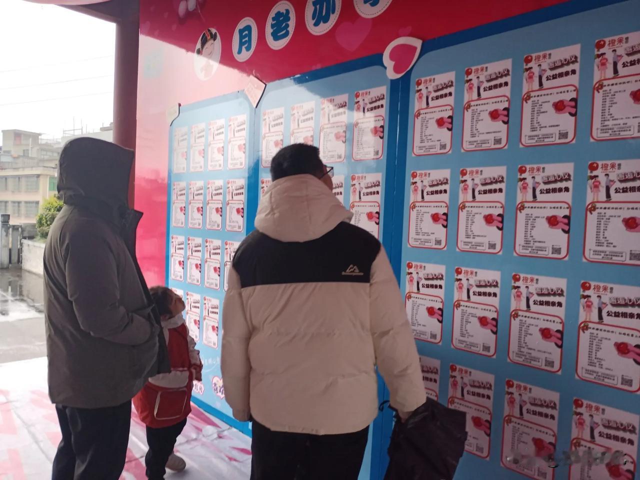 2月1日，正月初四，市民在安康中心城区西防洪堤永安门公益相亲角观看相亲者资料，帮