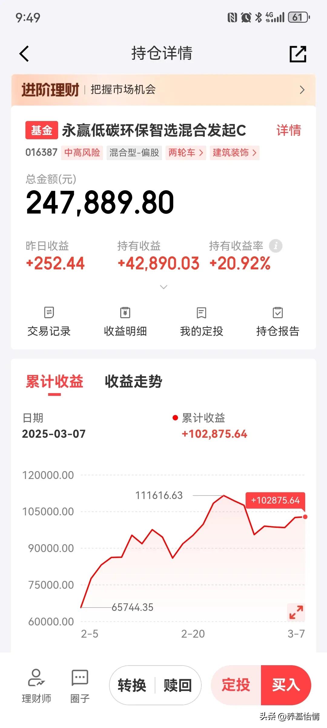 永赢低碳环保智选重仓低空经济，昨天前十大持仓只有两个是红的，没想到昨天净值还能收