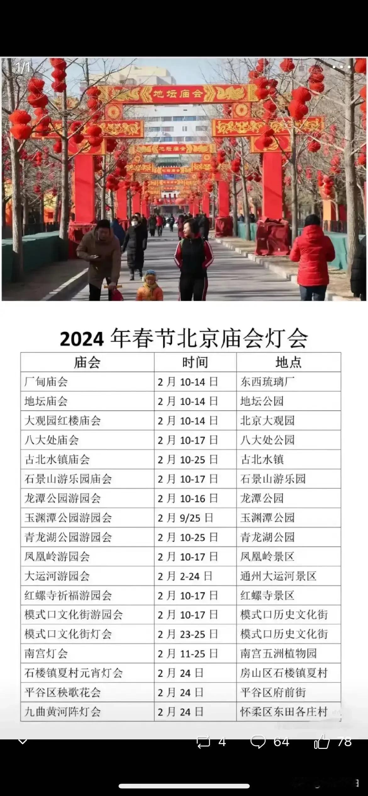 北京庙会一览。
庙会要去就趁早，最好赶上午。要去就选知名的，有历史的。必竟庙会人