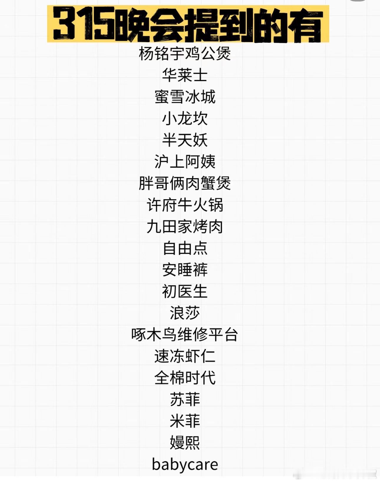 315晚会提到的品牌‼️ ​​​