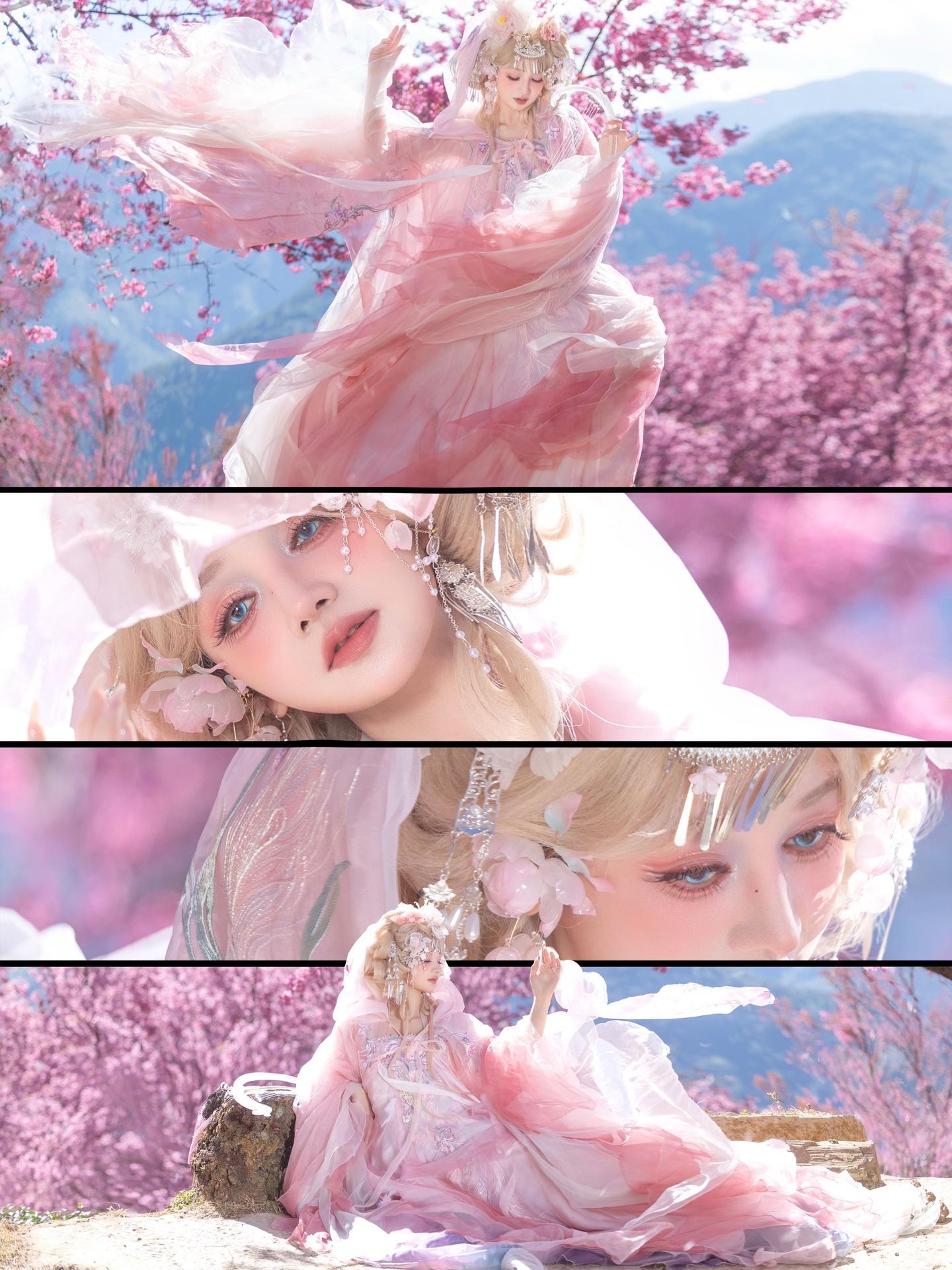 ‘ 朦胧见、鬼灯一线，露出桃花面 ’樱花树下谁站都美， 大理的樱花能不...