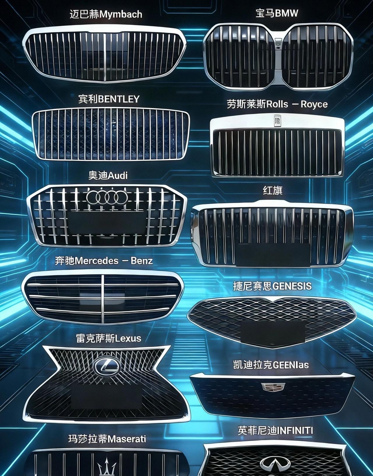 各家的不同脸孔，哪家的更像🐷栅栏？汽车中网是最能给人的第一印象记忆，所以至关重