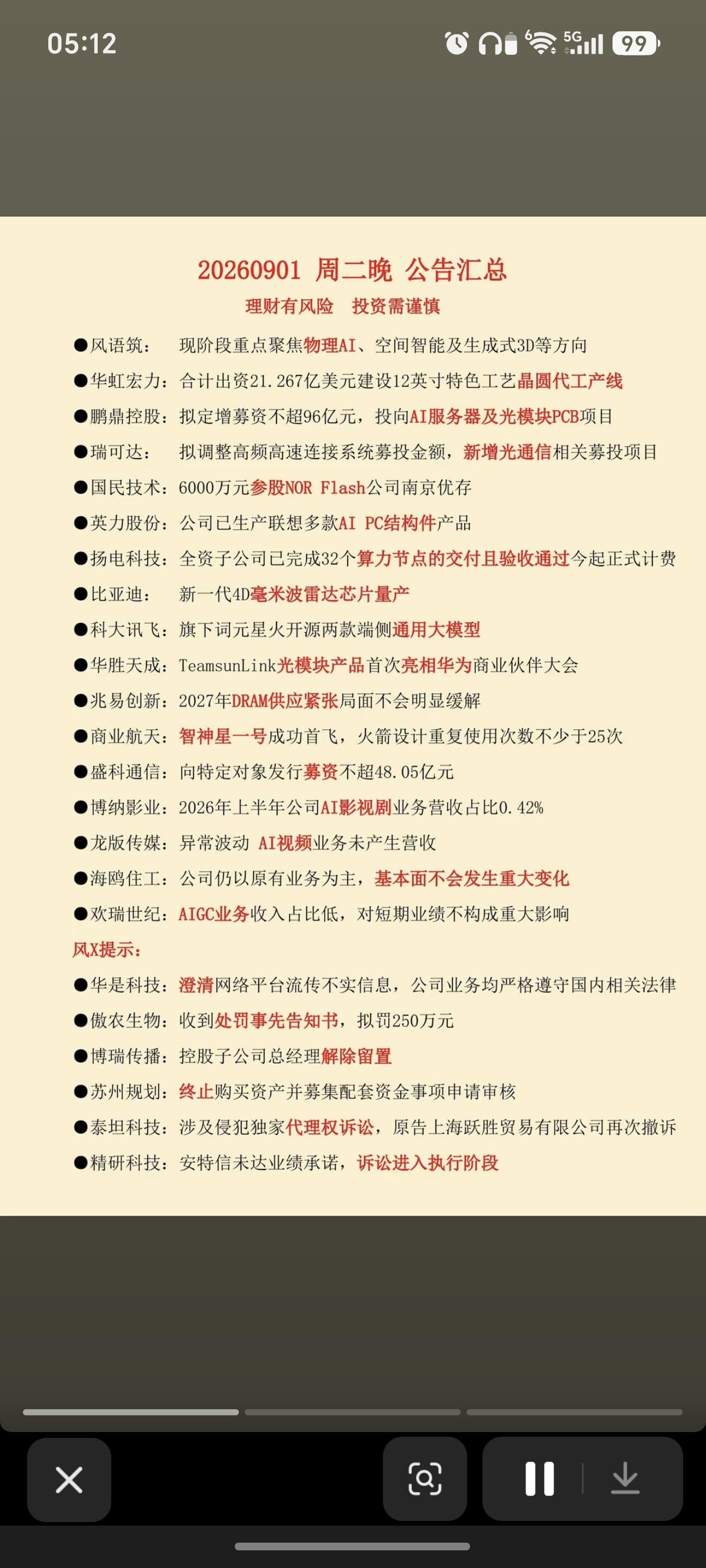 9.2周三  盘前：财经要闻+热点资讯+公告汇总！

兆易创新、中际讯创：大额回