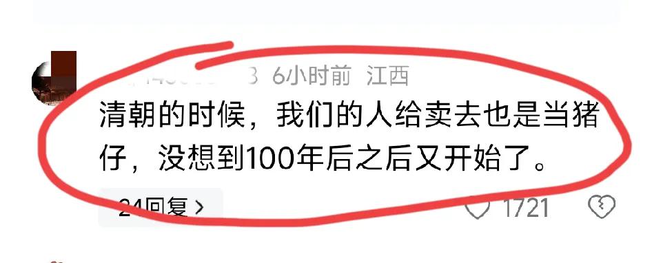 “清朝的时候，我们的人给卖出去当猪仔，想不到100年之后又开始了！”
最近演员王